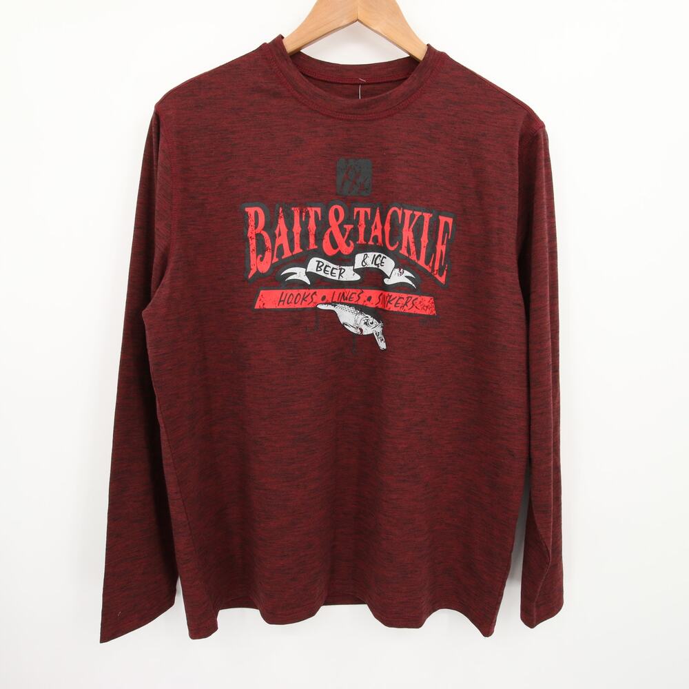 Fintech Shirt Red Long Sleeve Graphic Tee Coastal Performance Quick Dry UPF S